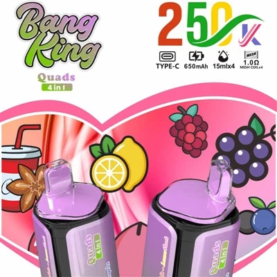BANG KING Quads 4IN1 250000: چار کمپارٹمنٹ کے ساتھ پریمیم ڈسپوز ایبل ای-سگریٹ...