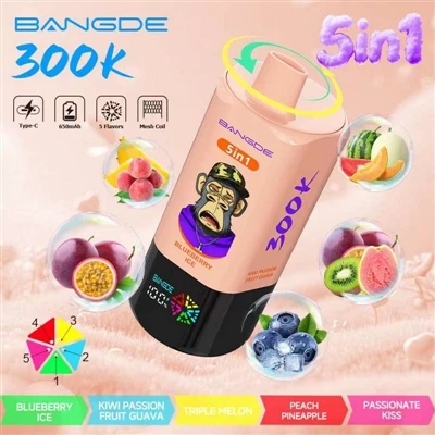 BANG DE 5IN1 300K: ایک ڈیوائس، پانچ ذائقے، 300,000 الٹرا-لمبی بیٹری لائف